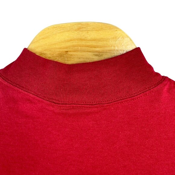 Russell Athletic NFL Cougars  Mock Neck Shirt Men M Red Long Sleeve Embroidered - Picture 5 of 11